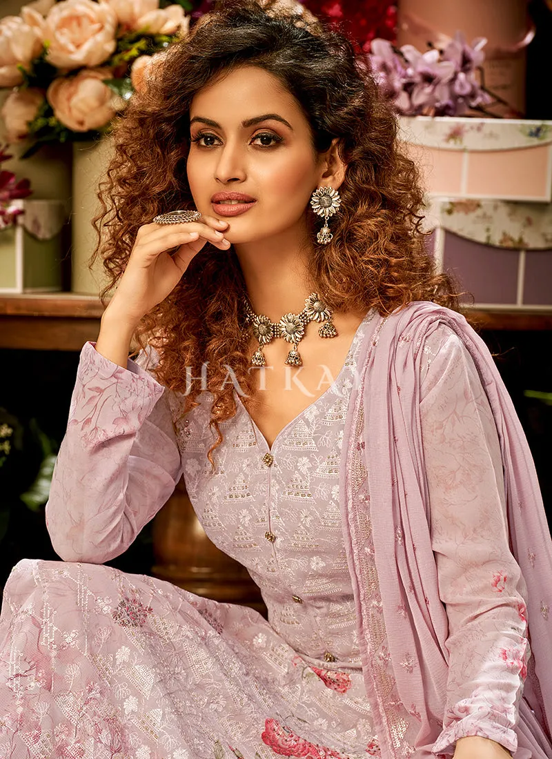 Lilac Purple Embroidered Traditional Salwar Kameez Suit