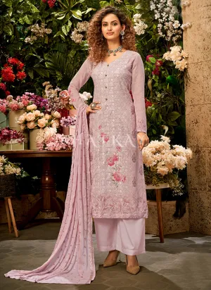 Lilac Purple Embroidered Traditional Salwar Kameez Suit