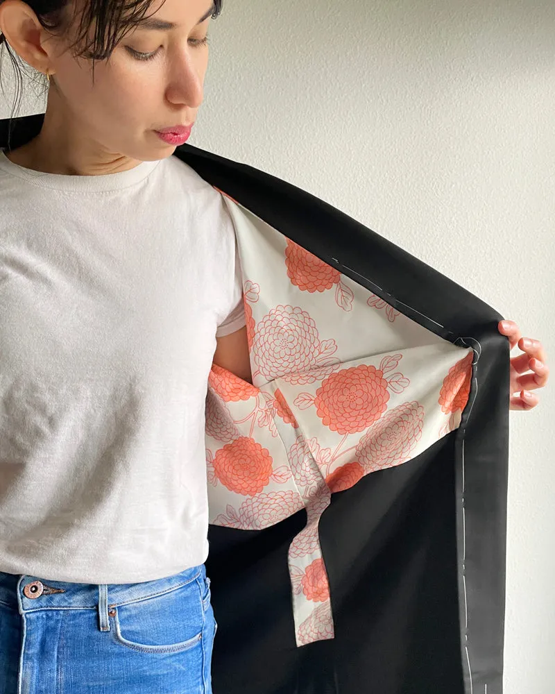 Lily of the Valley Black Haori Kimono Jacket