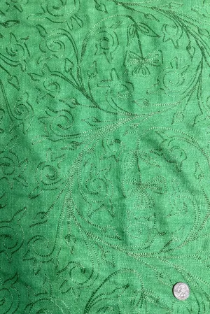 Lime Green Embroidered Silk Linen MEMT-018-20