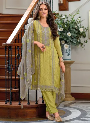 Lime Green Handwork Embroidery Traditional Salwar Kameez