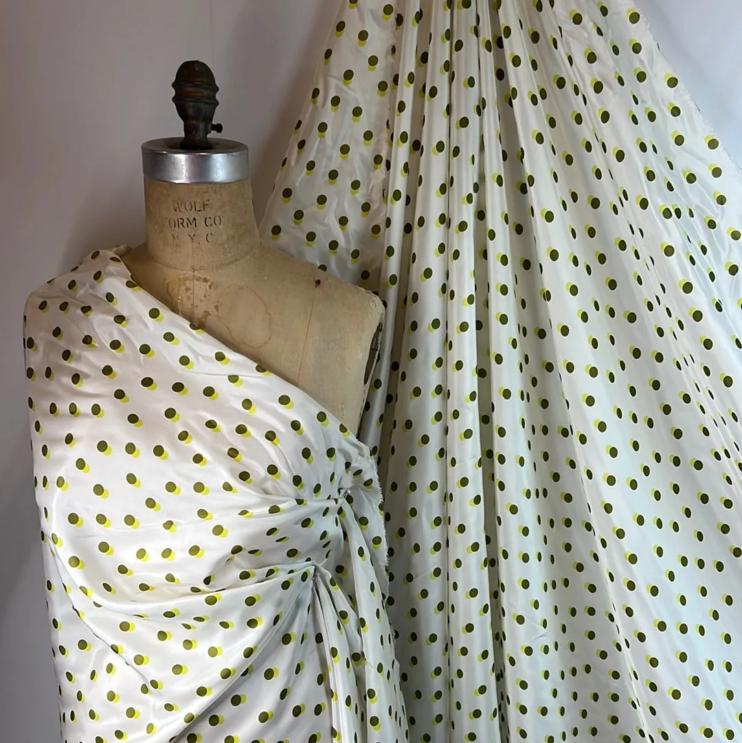 Lime Spots Silk Crepe de Chine