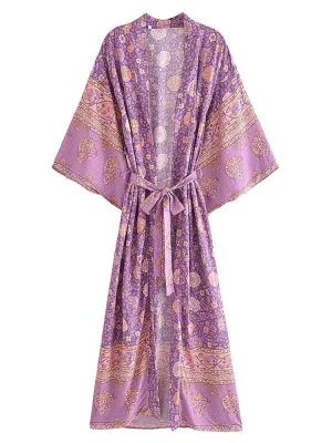 Long Kimono Purple Floral