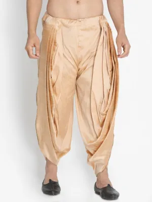 Men's Gold Cotton Silk Blend Dhoti - Vastramay