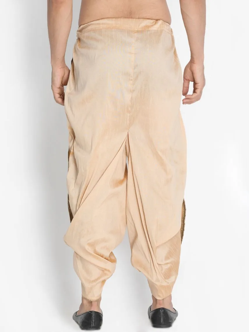 Men's Gold Cotton Silk Blend Dhoti - Vastramay