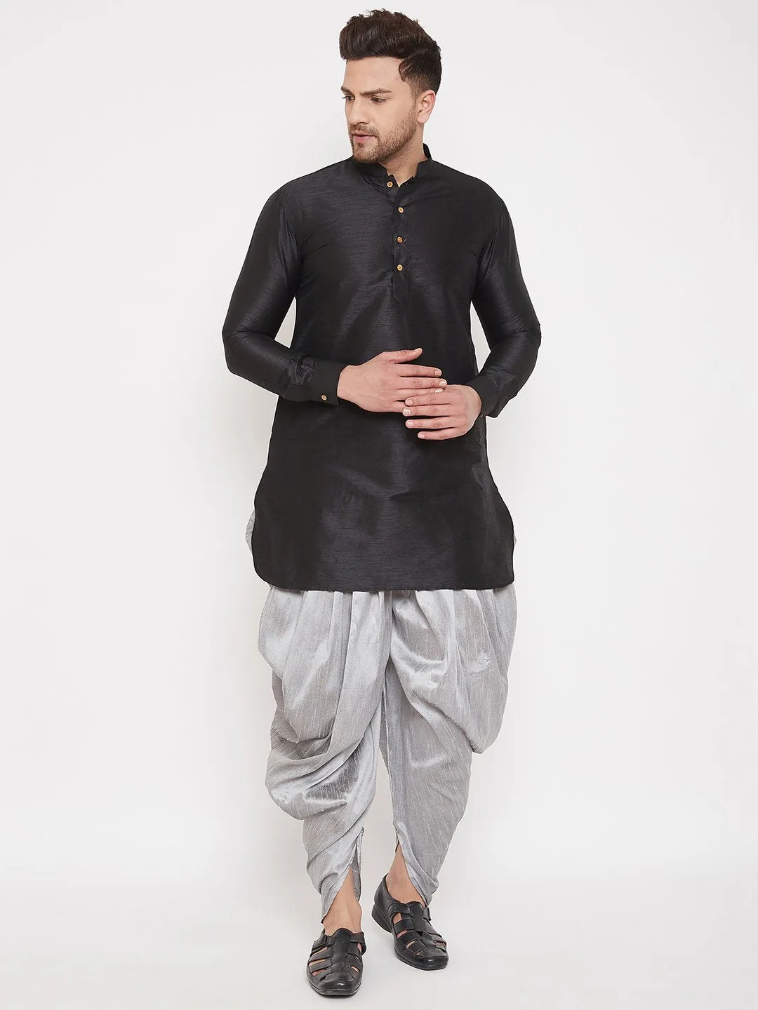 Men's Grey Cowl Dhoti - Vastramay