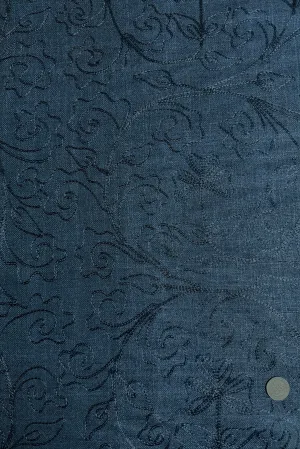 Navy Embroidered Silk Linen MEMT-018-15