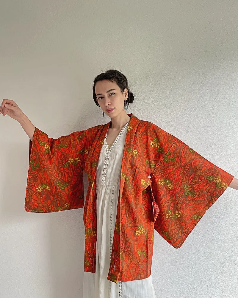 Orange Leaves Haori Kimono Jacket Haori