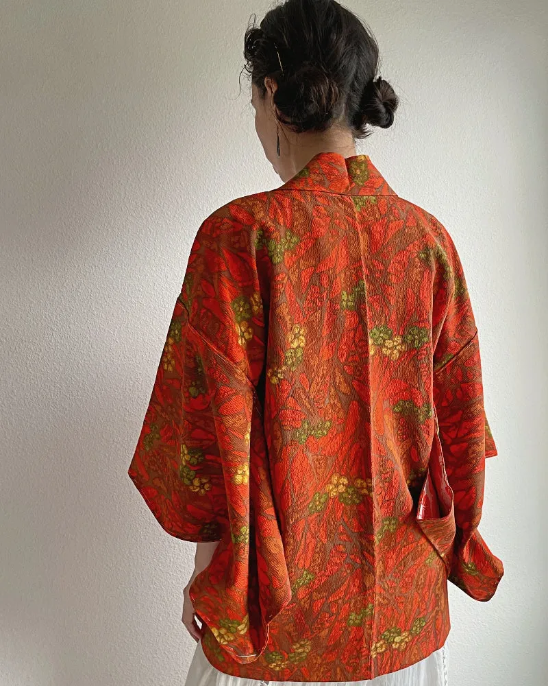 Orange Leaves Haori Kimono Jacket Haori