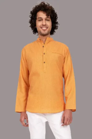 Orange Striped Short Kurta