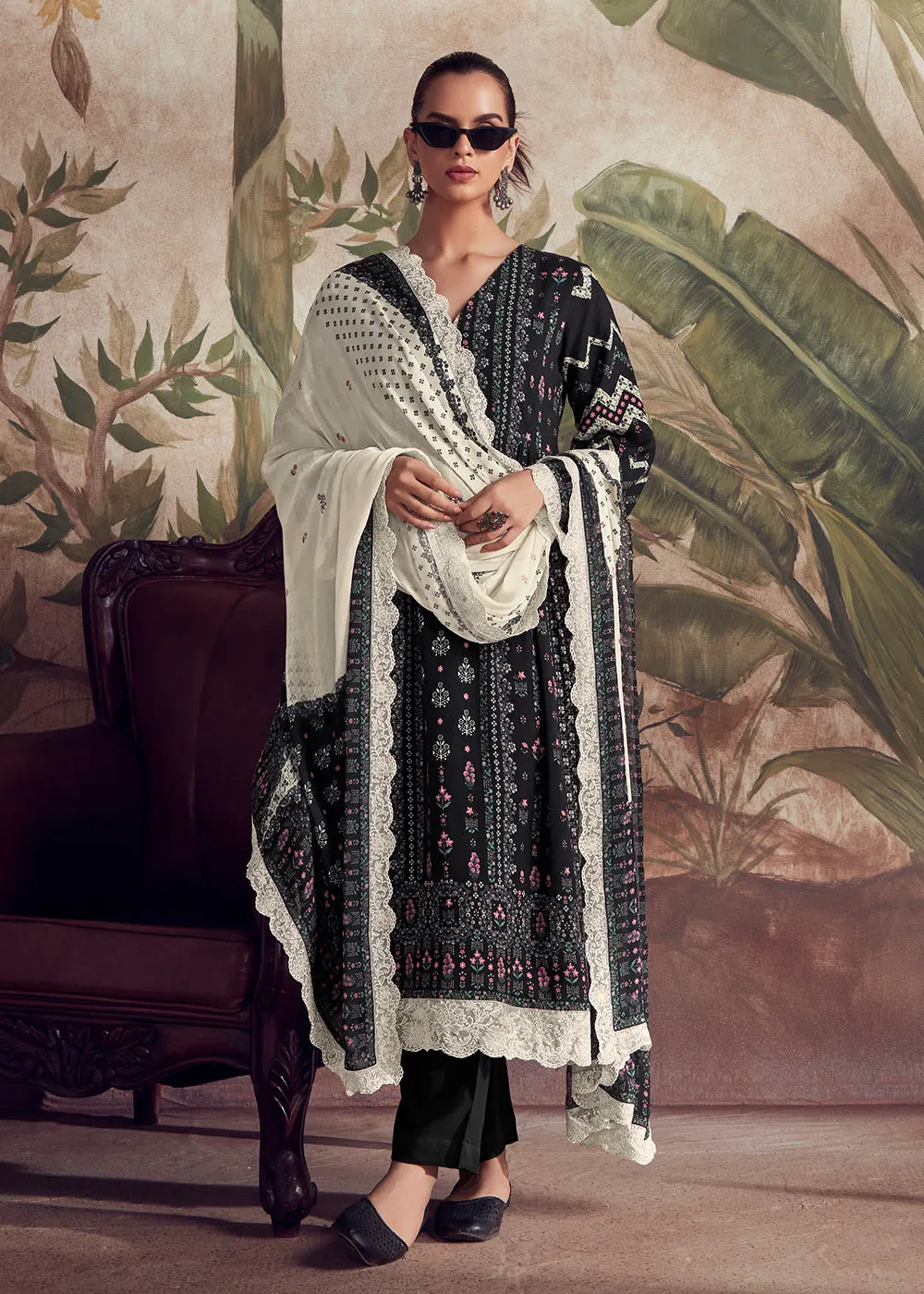 Pakistani Style Black Digital Printed Salwar Suit