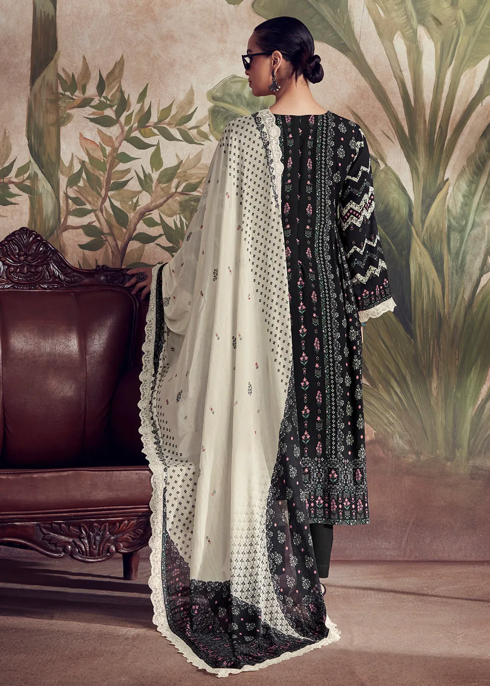 Pakistani Style Black Digital Printed Salwar Suit