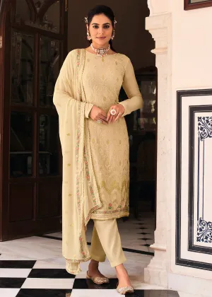 Pakistani Style Graceful Cream Function Wear Salwar Suit