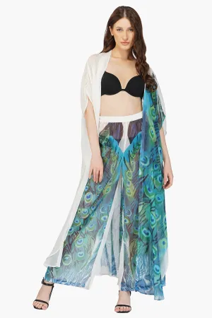 Peacock Chiffon Kimono Cover Up