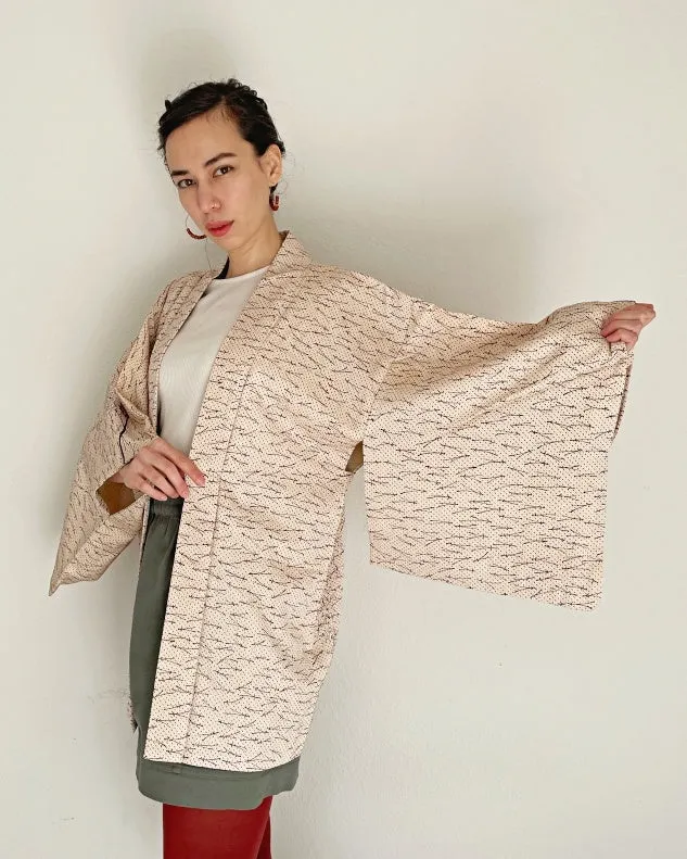 Pine Needle and Maple Embroidery Haori Kimono Jacket