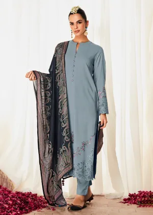 Pleasing Grey Suzani Inspired Embroidered Ethnic Salwar Suit