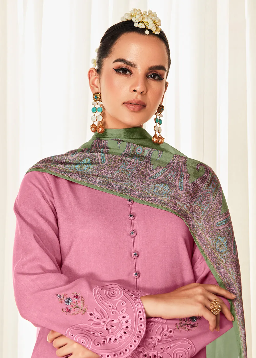 Pleasing Pink Suzani Inspired Embroidered Ethnic Salwar Suit