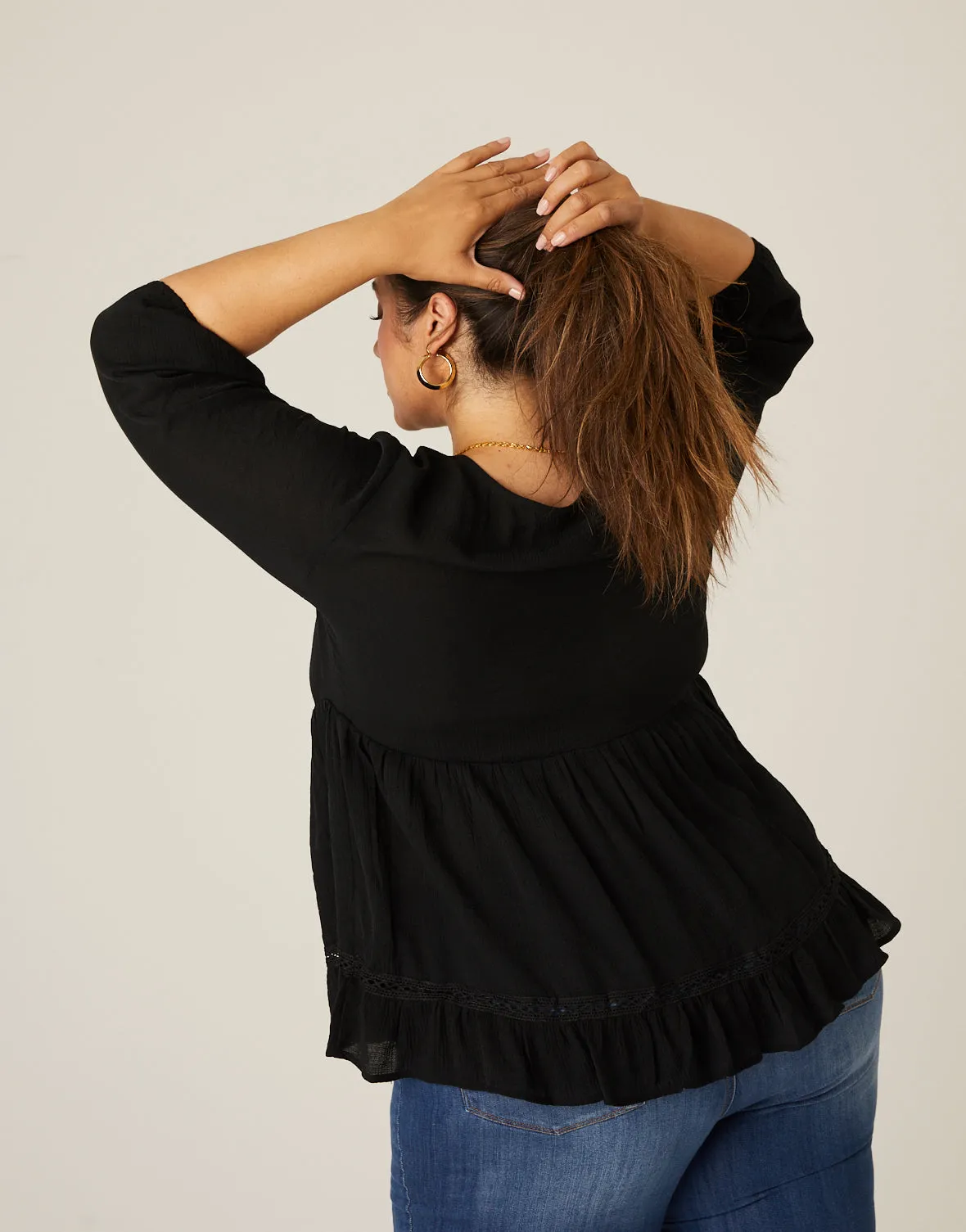 Plus Size Woven Tiered Top