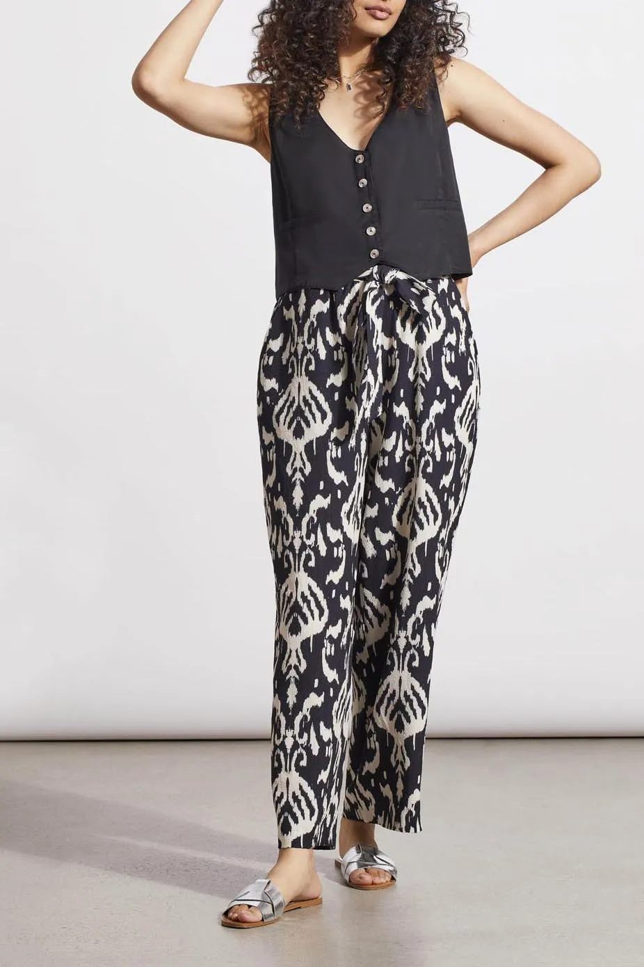 Printed Pull on Belted Pants