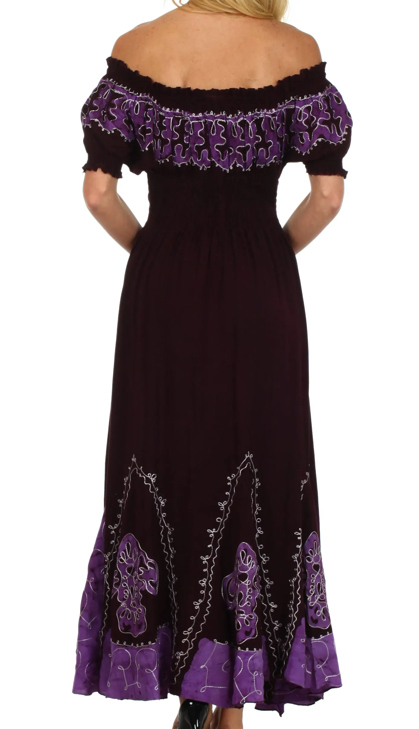 Sakkas Elizabeth Batik Embroidered Peasant Dress