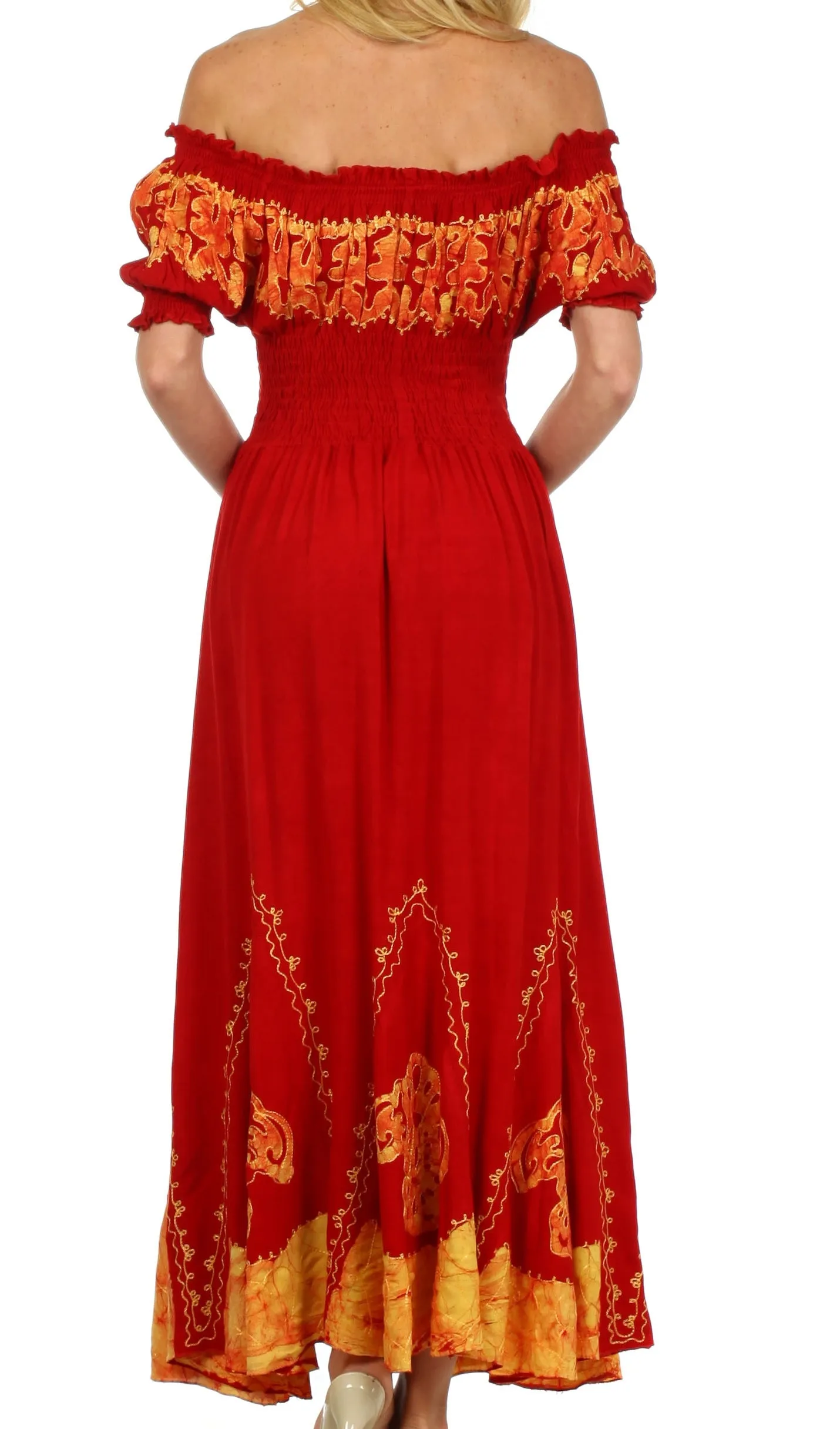 Sakkas Elizabeth Batik Embroidered Peasant Dress