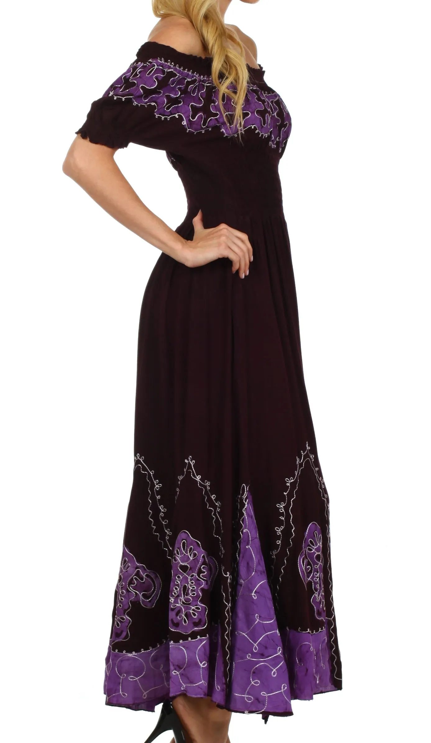 Sakkas Elizabeth Batik Embroidered Peasant Dress