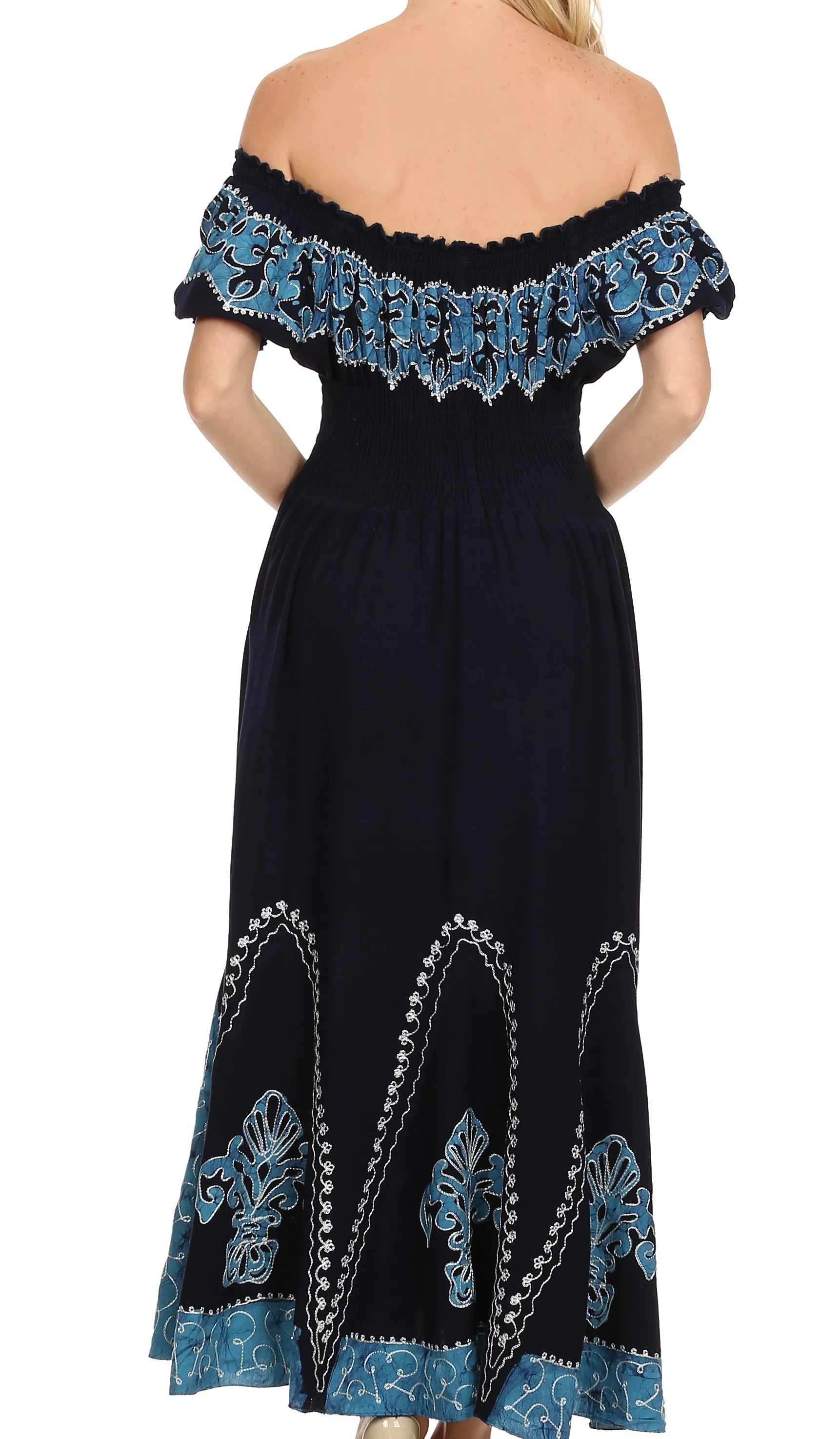 Sakkas Elizabeth Batik Embroidered Peasant Dress