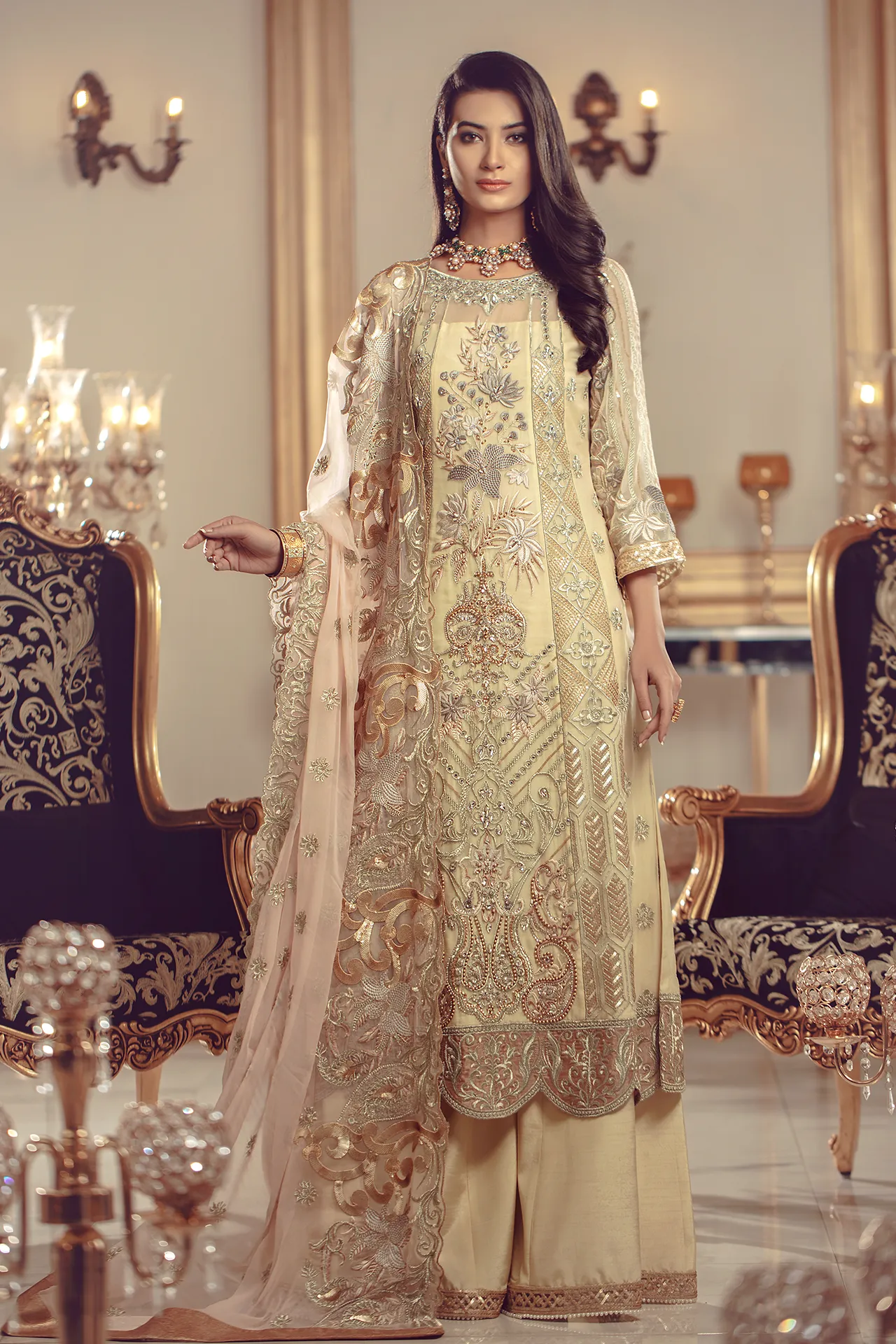 Serene Premium Beaux Rêves Embroidered Chiffon Collection 2020 – S-1002 Lime Chrome