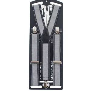 Striped-Dots Grey Suspenders