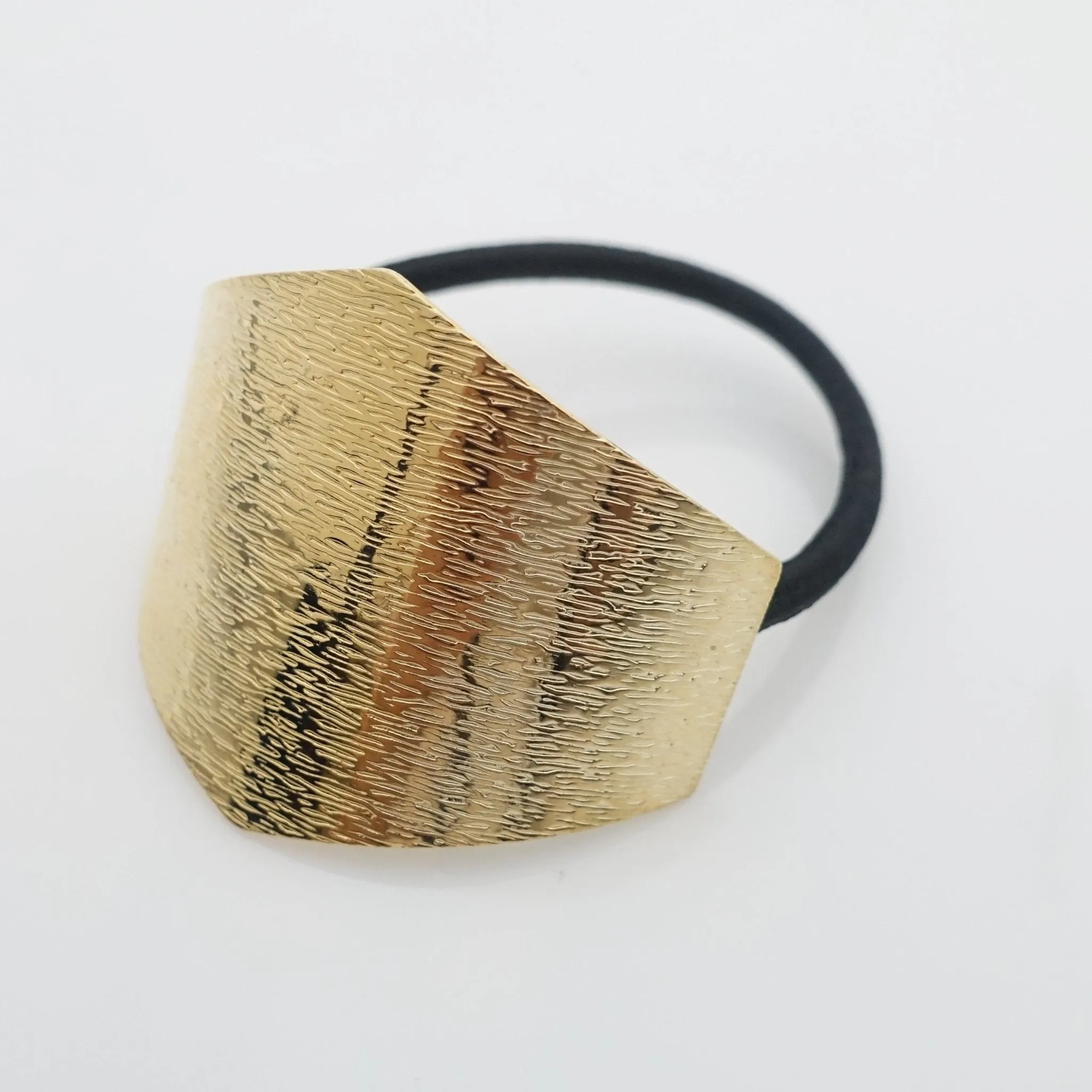 Stylish Brass Patterned Cuff Hair Elastic Ponytail Holder