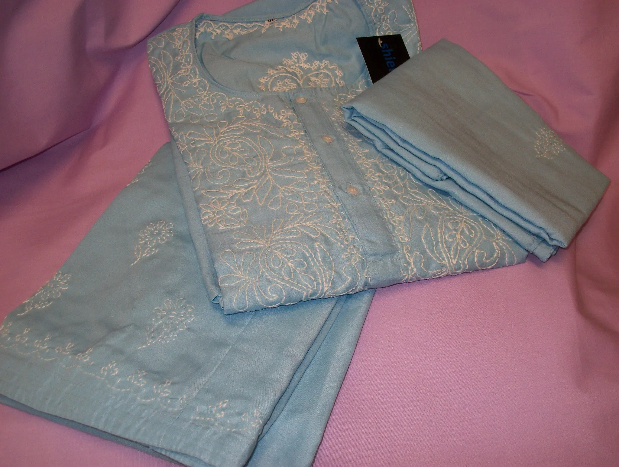 Suit 3080 Blue Cotton Salwar Kameez Dupatta Large Size Shieno