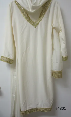 Suit 4801 Solid Ivory Crepe Salwar Kameez Dupatta Large Size Pakistani Suit