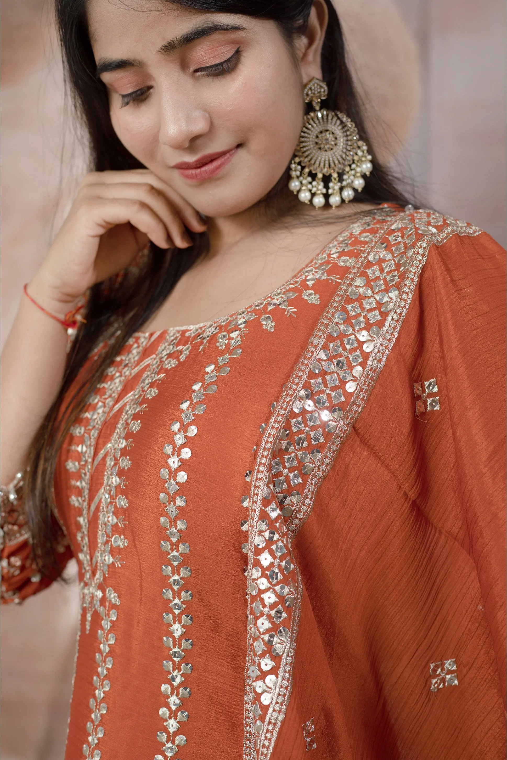 Trendy Orange Ladies Suits