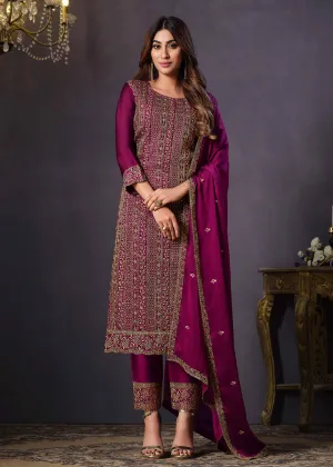 Two Tone Cottonic Georgette Magenta Function Style Salwar Suit