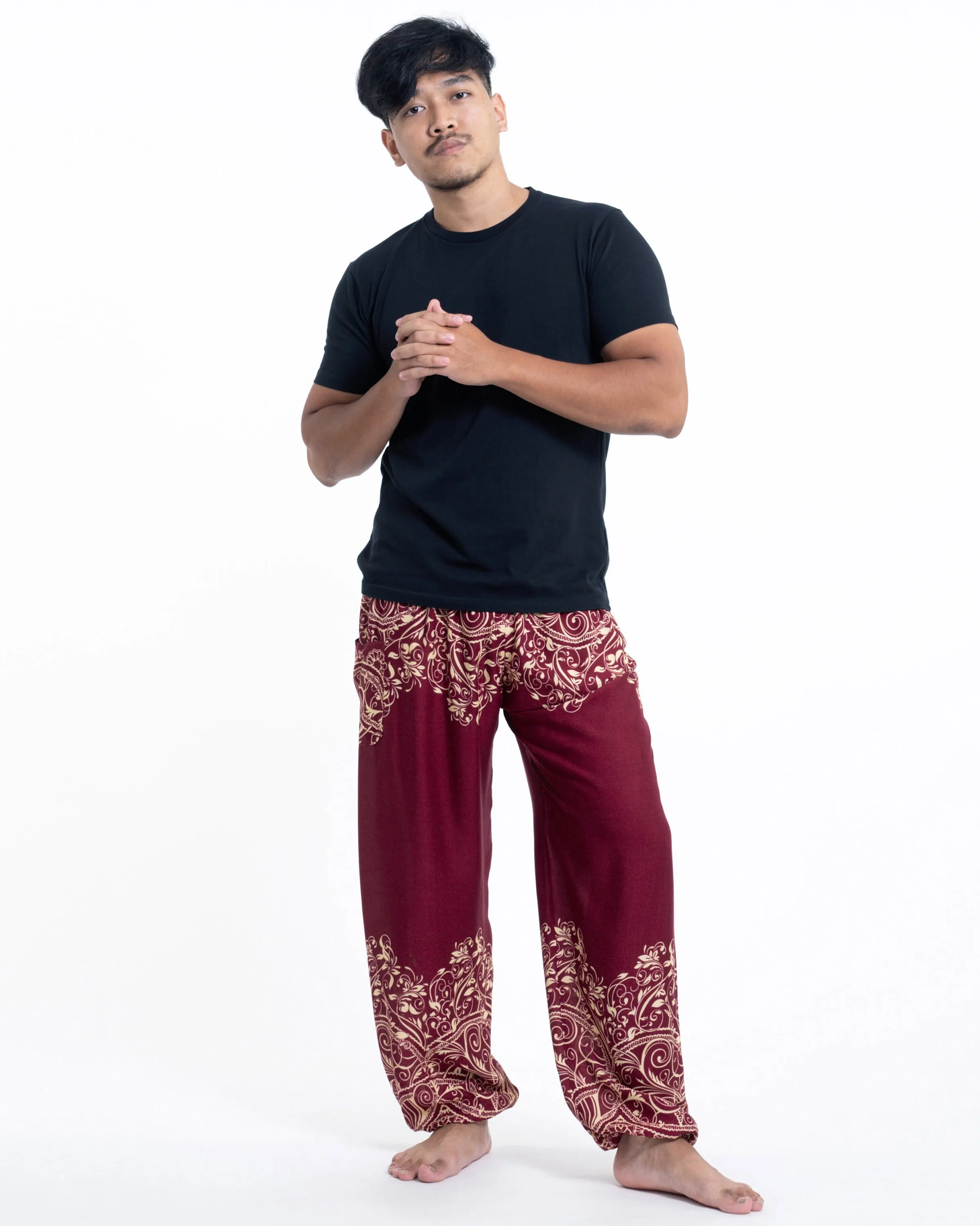 Unisex Vines Harem Pants in Red