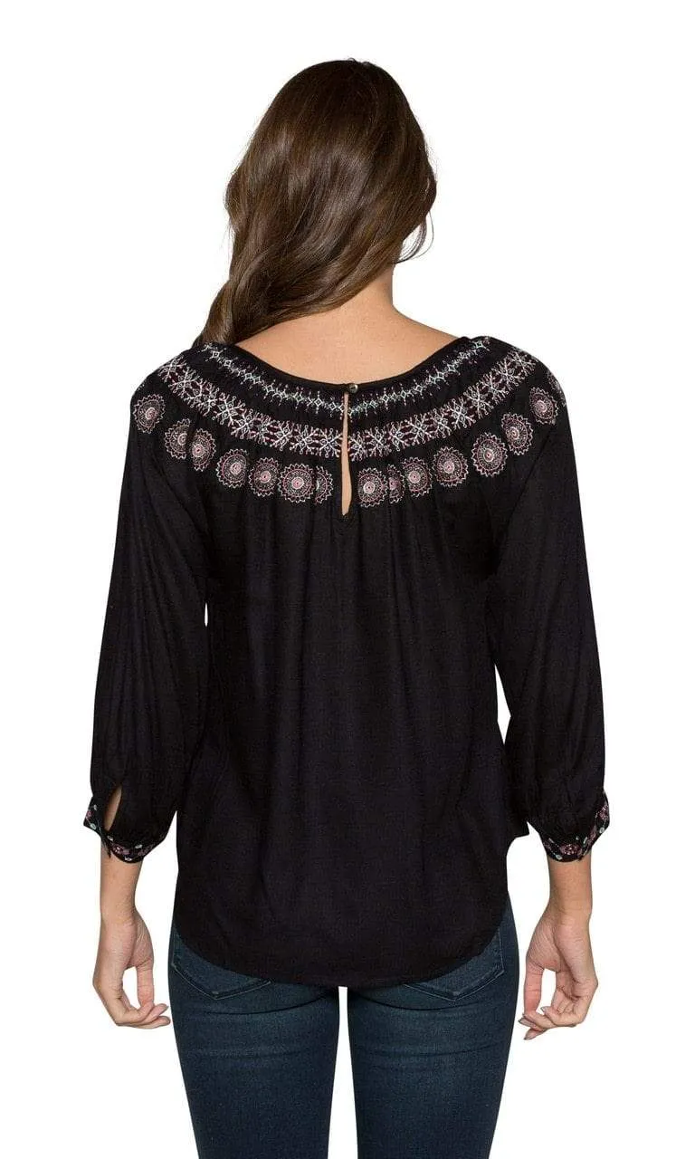 Velvet by Graham & Spencer Eva Embroidered Peasant Top