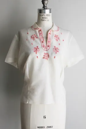 Vintage 1960s Embroidered Peasant Blouse