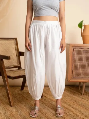 White Striped Cotton Salwar Pants