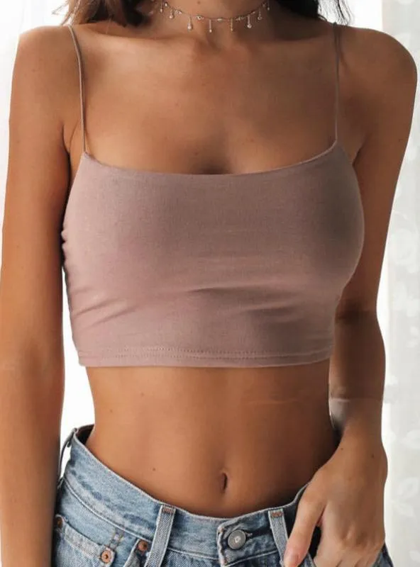 WOMEN SEXY CROP TOPS SOLID SUMMER CAMIS