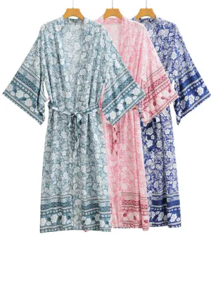 Women's Gorgeous Bohemian long Kimono,  Women Long Floral Kimono Dress Bohemian Beach Kimono