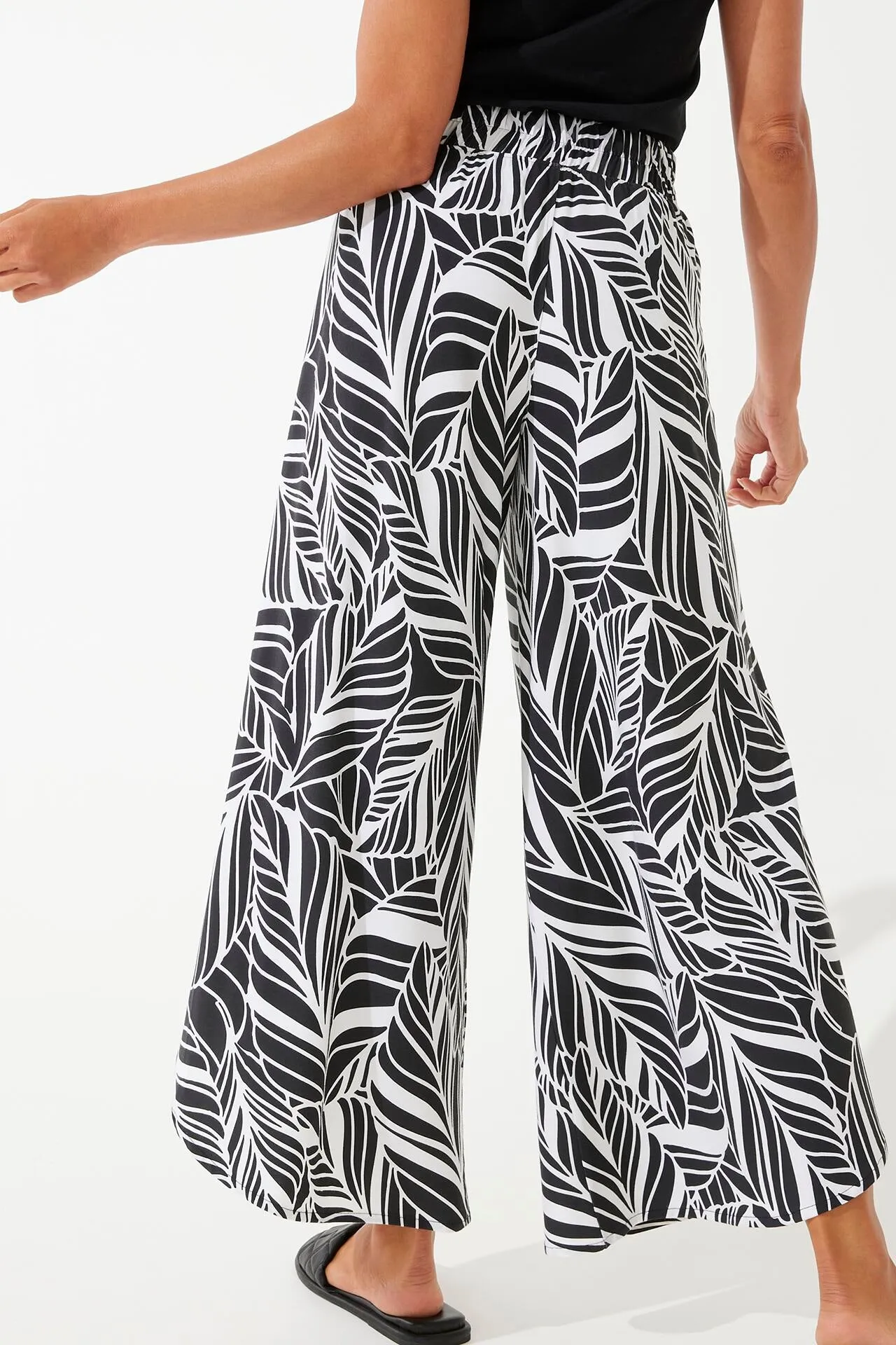 Women's Lynsu Wide Leg Pants  |  Black/White Coconut Palm