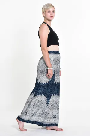 Womens Marble Mandalas Palazzo Pants in Indigo