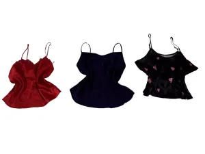 Y2K_24 Dark Color Silk Slip Tops - 15 pcs - 30/5/24